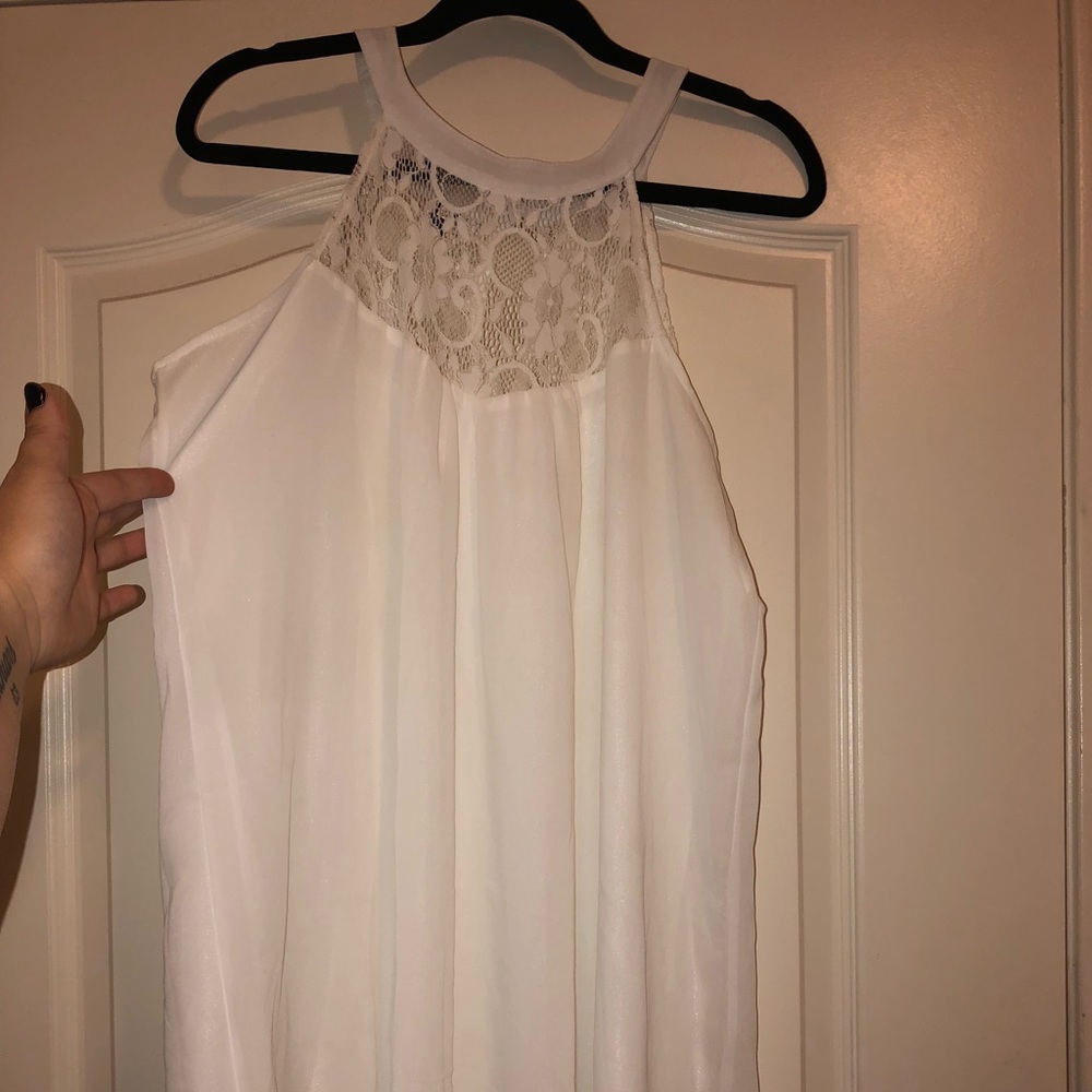 WHITE HALTER NECK DRESS XL